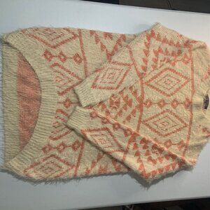 Love Culture Geometric Fuzzy Eyelash Knit Oversized Aztec Tribal Sweater Size M